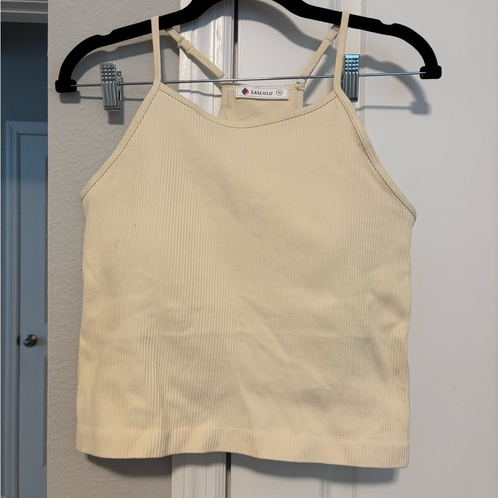 Amazon Cream Camisole Crop Top Sleeveless